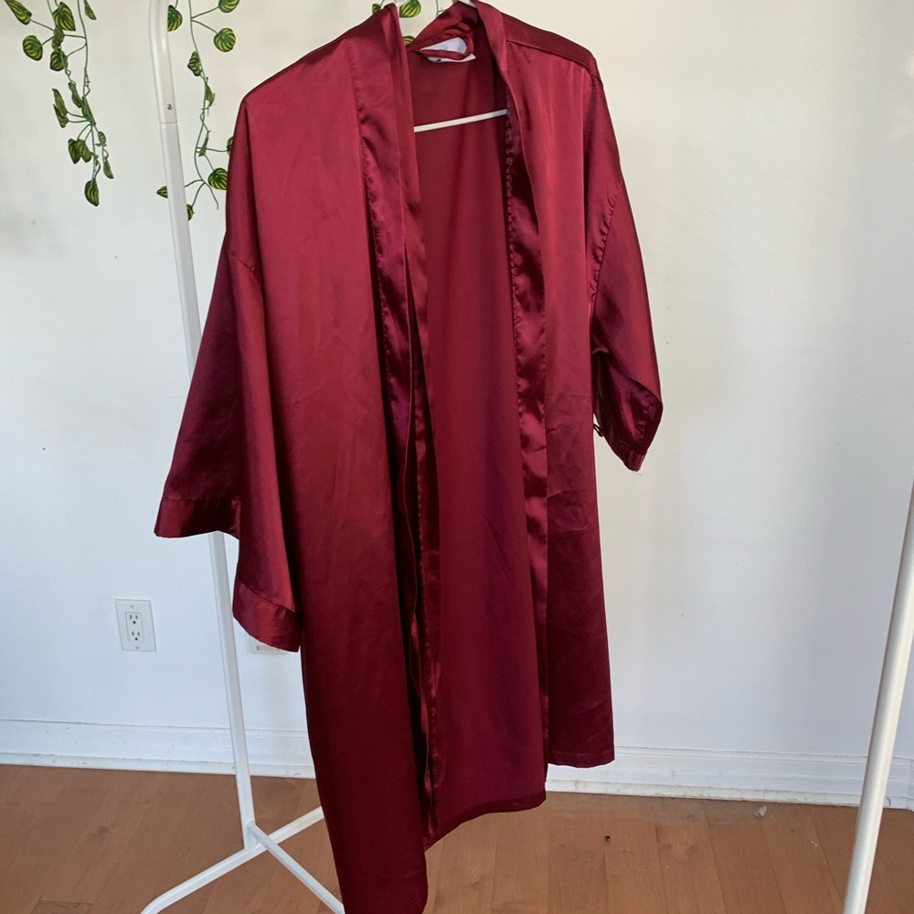 red silk robe with tie